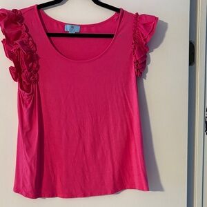 CeCe Fuchsia Ruffle Sleeve Tee